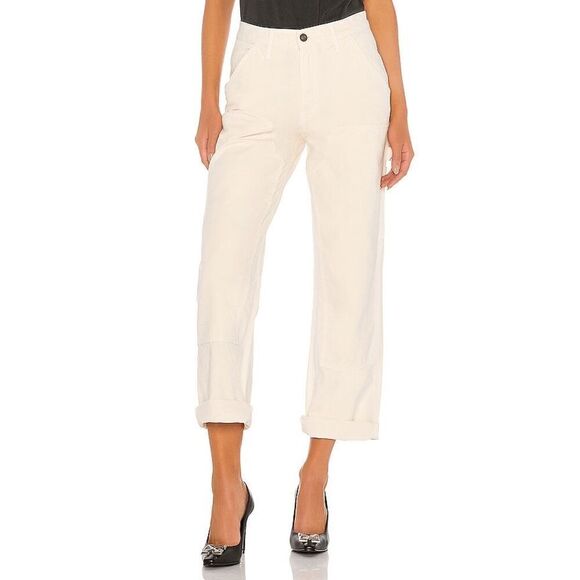 Re/Done Off-White Workmans Cropped Utility Pants Women's Size 29 - Picture 1 of 10